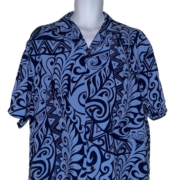 Kalaheo RJC Blue Hawaiian Shirt Mens L Abstract Button Front Beach Vacation - Picture 2 of 10